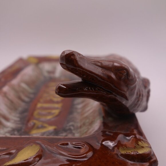 Ceramic Brown Florida Gator Carrib Made in Japan Ash Tray - Picture 3 of 12
